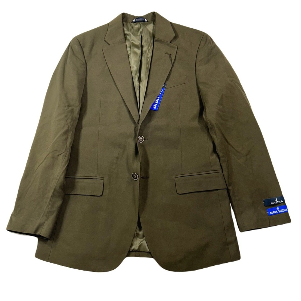 Nautica Blazer Mens 36R 36 Olive Green Modern-Fit Stretch Suit Jacket $295 NEW‎